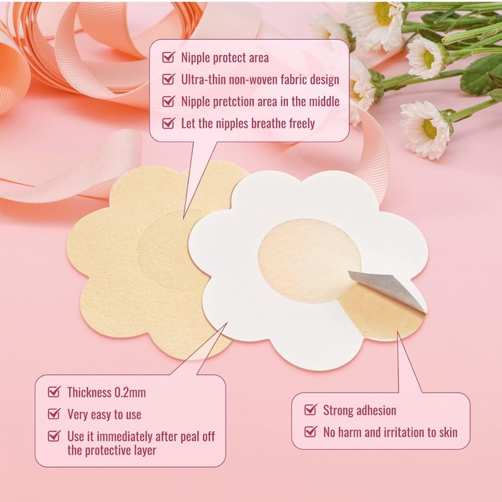 Flower-Shaped Disposable Nipple Covers- 40pk
